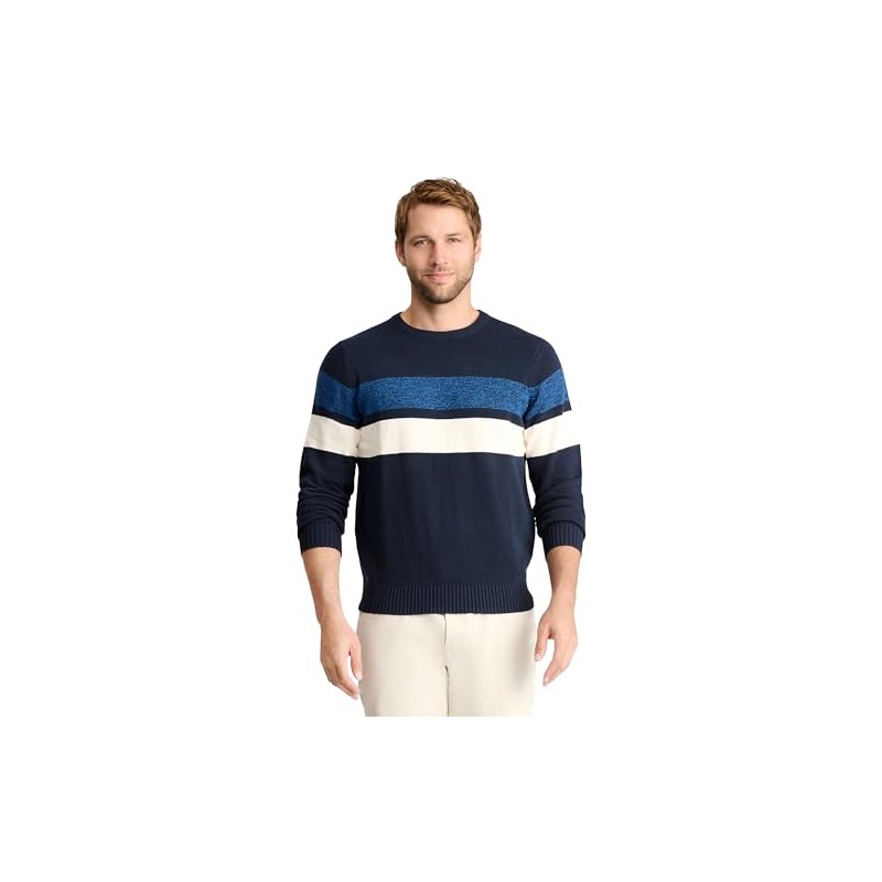 IZOD Men's Button Mock Sweater, Navy Blazer