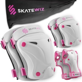 SKATEWIZ Kids Knee and Elbow Pads - PROTECT-1 - Knee Pads Kids Knee and Elbow Pads for Children - S Pink Kids Knee Pads Scooter Knee Pads Skate Pads Elbow and Knee Pads Kids