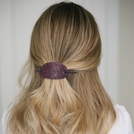 NICENEEDED 3PCS Leather Hair Clips, Faux Leather Hair Barrettes with Stick, Oval Shape Hair Slider Pin Stylish Bun Holder Hair Accessories for Women