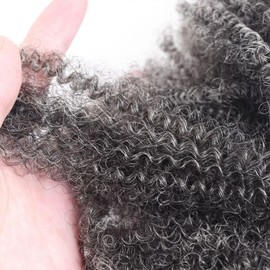 HAPPY&CC 4C Grey Afro Kinky Bulk Human Hair for Mini Micro Locs Braids Twist Braiding Dreadlock Hair Extensions Salt and Pepper 10 Inch 50 Gram