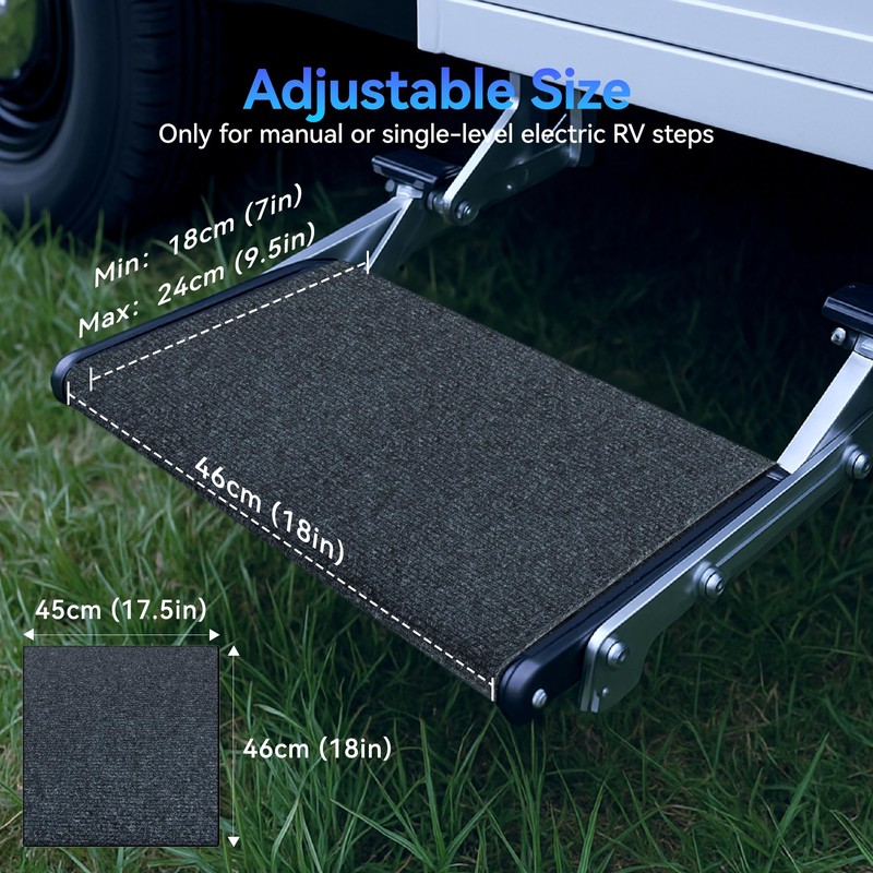 EFEALL Motorhome Step Doormat, Buckle Closure, Non-Slip Adjustable Step Carpet,
