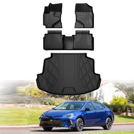 Automotive Floor Mats & Cargo Liners Compatible with 2014 2015 2016 2017 2018 2019 Toyota Corolla Floor Mats & Trunk Mat Set, All Weather TPE Floor Liners Cargo Mats (Not fit Hatchback Model).