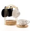 LUKA Ceramic Demitasse Espresso Cups Set with Saucers and Metal