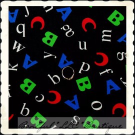 Signature BonEful Fabric FQ Cotton Quilt Kid Letter Alphabet School Red Blue B&W Mask SALE