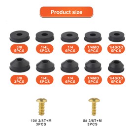 58pcs Faucet Washers and Brass Bibb Screws Assortment, Rubber Flat and Beveled Faucet Washers Bathroom Kitchen Faucet Washer Replacement, Emergency Plumbing Repair Kit