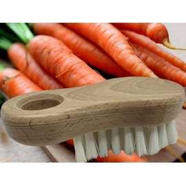 MAAJ Vegetable Brush Mini with Natural Bristles with 2 Hardness Levels Union + Fibre for Carrots, Vegetables - Made in Germany