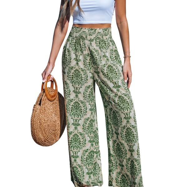 CUPSHE Womens Wide Leg Pants Elastic High Waisted Beach Trousers