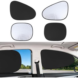 Yanlin 4PCS Parasoles de Coche, Parasol para Auto, Tipo de Adsorción Electrostática Plegable, Cubre Sol para Auto, Protección contra los Rayos Ultravioleta, para Automóviles, Camiones, SUV (Plata)