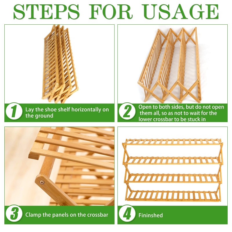 Choclaif Free Standing Shoe Racks for Closet, Shoe Shelf Bamboo