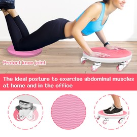 Tasidingster 6 Caster Ab Roller, Ab Exercise Equipment with Knee Pads, Ab Roller Wheel for Core Exercise, Abdominal Strength Training for Home Gym, 360° Silent Ab Workout Equipment (pink)