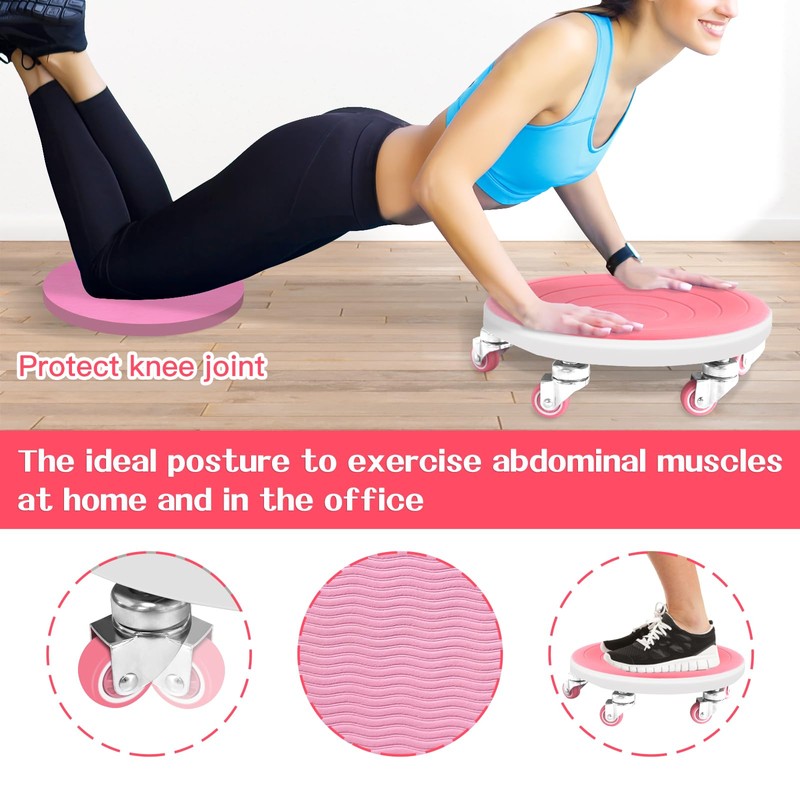 Tasidingster 6 Caster Ab Roller, Ab Exercise Equipment with Knee
