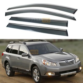 Fits for 2010-2014 Subaru Outback Wagon Luxury Chrome Trim Smoke Tinted Window Visors Rain Guards Deflectors