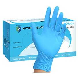 PROMEDIX P Nitrile Gloves 100Pcs 400Pcs,Gloves Disposable Latex Free,Disposable Gloves for Househode,Food safe (Blue Box of 100, Large)