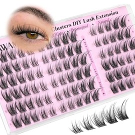 Yawamica Extensiones de pestañas naturales de ojo de gato, pestañas individuales premapeadas de 0.315-0.551 in, pestañas suaves en racimo, racimos de 
