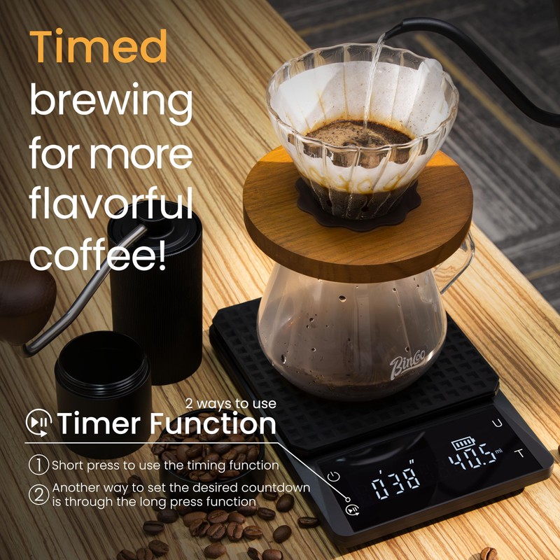 Bemece Digital Coffee Scales with Timer,0.1g/3KG High Precision Kitchen Scale