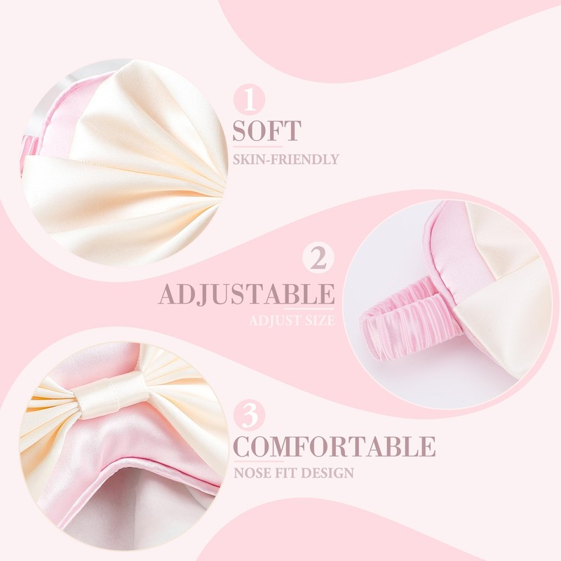 Silk Bow Sleepping Eye Mask - Soft Silk Pink Comfortable