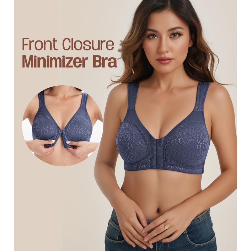 HACI Women's Front Closure Posture Bra Full Coverage Back Support