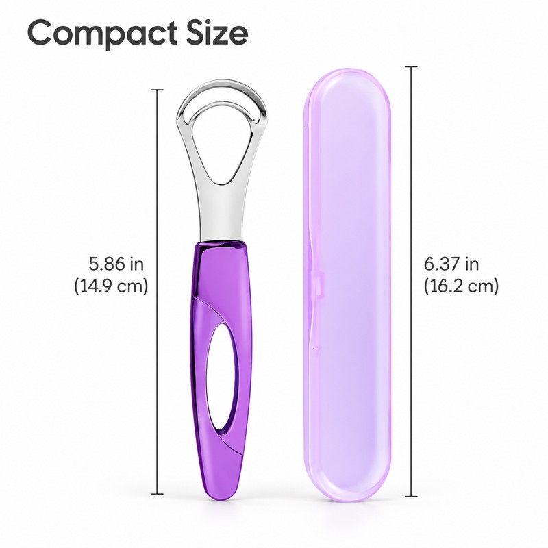 Stainless Steel Tongue Scraper with Travel Case – Reusable Tongue