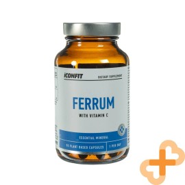 ICONFIT Hierro con Vitamina C 90 Cápsulas Suplemento Ferrum Apoyo Inmunológico Fatiga