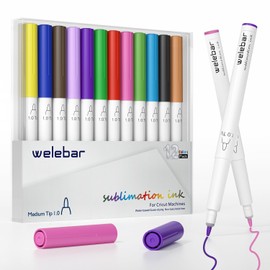 Welebar 12 Pack Sublimation Ink Pens for Cricut Maker/Maker 3/Explore 3/Air 2/Air, 1.0 Tip Heat Transfer Pen Set for Mugs, T-shirt, DIY Crafts