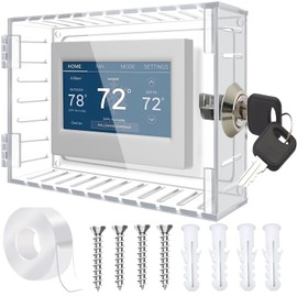 Upifen Clear Thermostat Lock Box with Key - Thermostat Cover with Lock, AC Thermostat Lock Box Cover, Lock Box for Thermostats on Wall Fits Thermostats 6.1" x 3.85" or Smaller