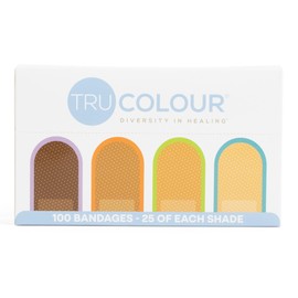 Tru-Colour Skin Tone Shade Fabric Bandages (100 Count) – Flexible, Waterproof, PFAS-Free Adhesive Strips Help Protect Cuts, Scrapes, Scratches – Multicolor, 1 in x 3 in