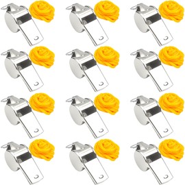 BEILUBANG 12 Pcs Metal Whistle, Professional Sports Whistle with Lanyard, High Decibel Emergency Whistle, Loud and Crisp Referee Whistle, Referee, Coach, Training, School, Officials