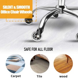 HOSALI 3 Inch Office Chair Wheels Rubber Chair Casters Replacement, Heavy-Duty Computer Gaming Desk Caster Wheel Smooth & Safe Rolling for All Floors Including Hardwood and Carpet, Set of 5