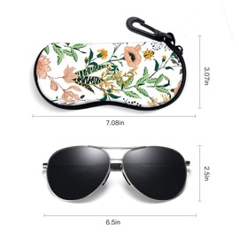 ZAXMEY Sunglasses Soft Case with Carabiner Ultra Light Neoprene Zipper Eyeglass, Evergreen, Large