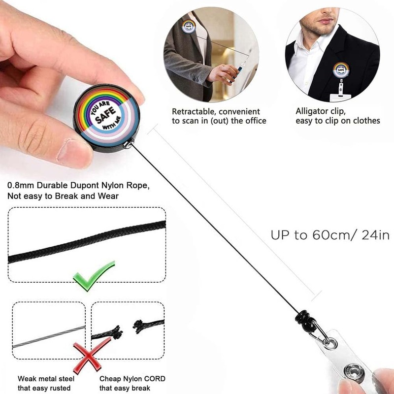 Jevzify You are Safe with Me Retractable Badge Reel, Cute