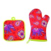 Pot Holder/Oven Glove Set – Kashmir Elephant Red