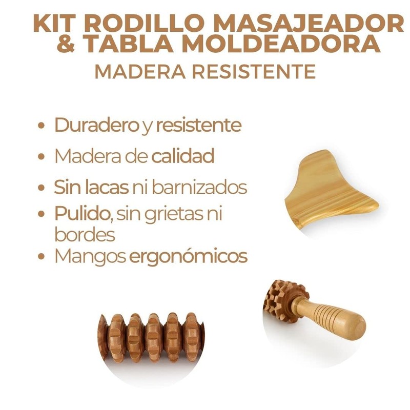 Maderotherapy Professional Body Kit with Cellulite Massage Roller and Body