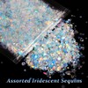 KIMOBER 50 Gram Mixed Craft Sequins and Spangles,Iridescent Blue Assorted