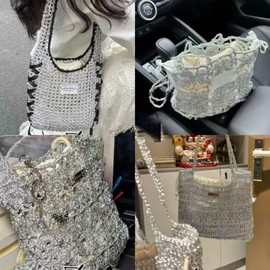 1 Roll Gold Metallic Crochet Thread 0.8MM Shinny Knitting Thread Sparkling Polyester Yarn for Sewing, Knitting, Weaving