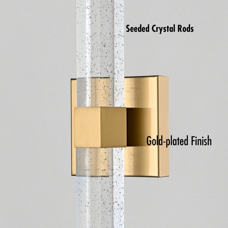 HOLKIRT Gold Bath Vanity Light Crystal Wall Sconce Light 15.7"