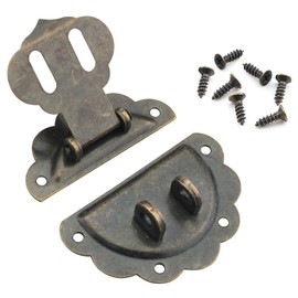 ZZLZX 2PCS Bronze Hasp Latch 14 Screws Vintage Decorative Hasp Round Closing Hasp Latch for Wooden Boxes Gift Boxes Cabinets Drawers DIY Box Hasp Suitcase Gift Boxes