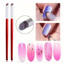 10PCS Ombre Nail Art Brushes, Wood Pen Nail Design Brushes for Gel Nail Gradient, Professional Nail Design Brush Tools Acrylic Nail Accessories(Red)