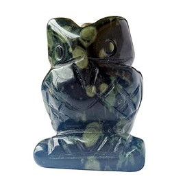 Bacatgem 1 Pcs Kambaba Jasper Crystals and Healing Stones, Pocket Carved Owl Figurines Collectibles 1.5 Inches Room Decor Gemstone
