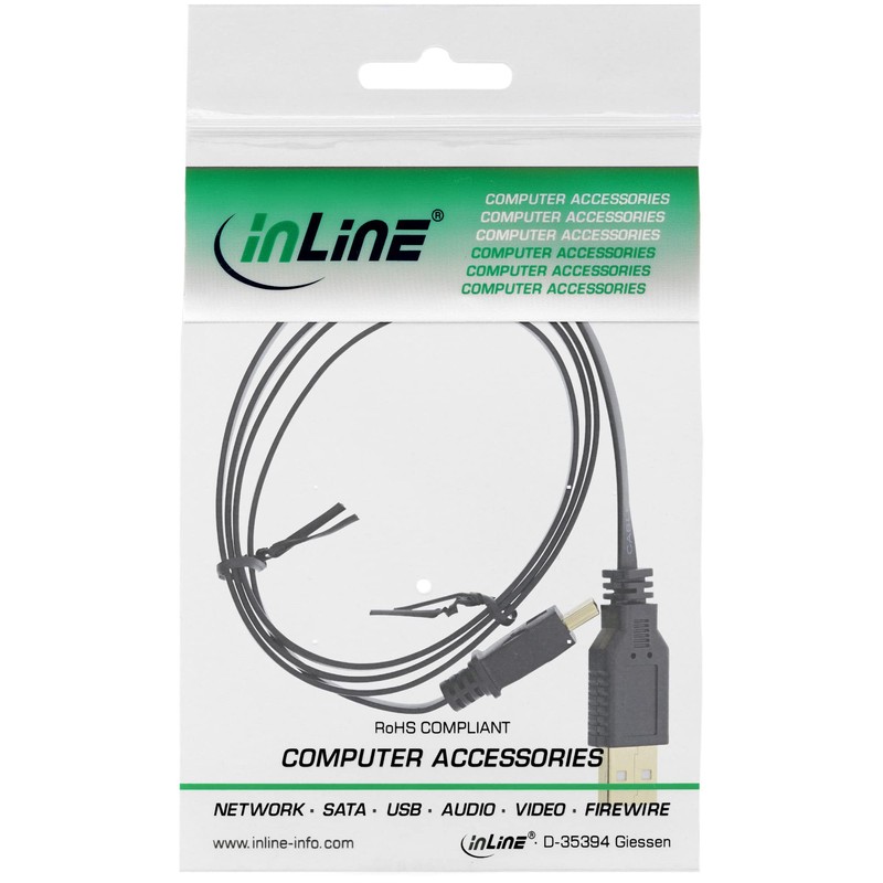 InLine 31810F USB 2.0 Flachkabel, USB A Stecker an Mini-B