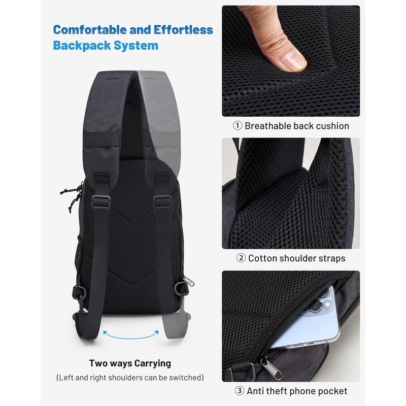 OIWAS Sling Bag for Men Women, Crossbody Bag Sling Backpack