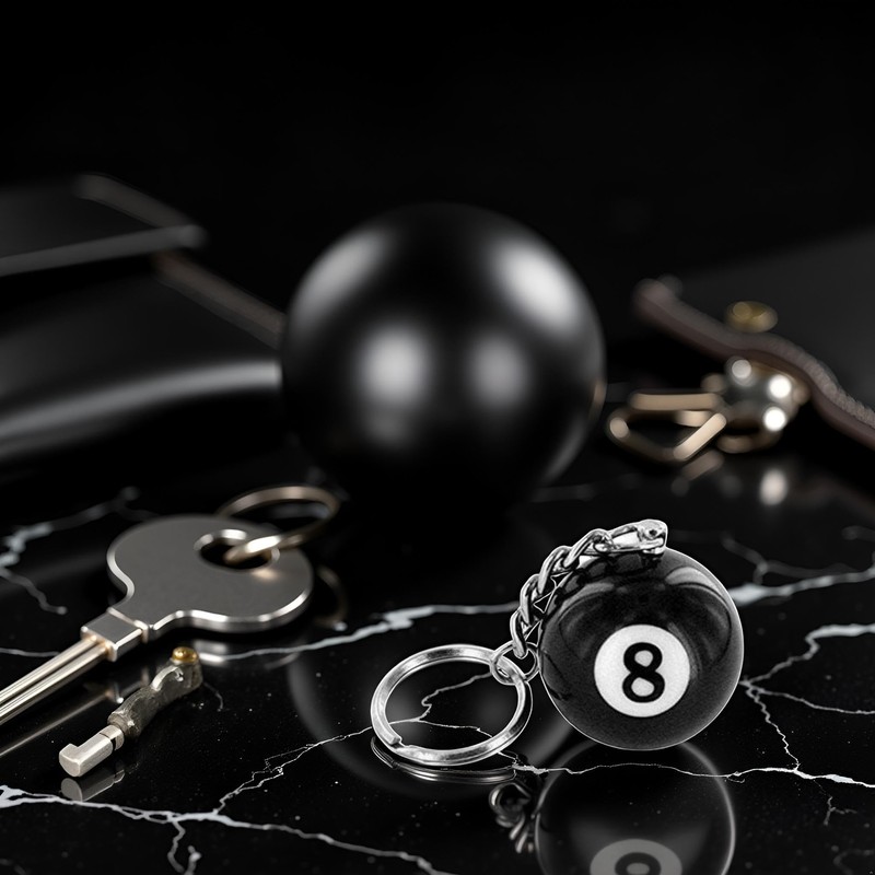 Dwuww Creative Number Eight Billiard Key Chain Pendant Car Key