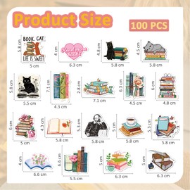 Hebterrka Pack of 100 Book Stickers, Inspirational Book Stickers, Positive Motivational, Vinyl Waterproof Book Friendship Gift Stickers for Laptops