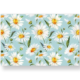 JarThenaAMCS 50 Pack Daisy Flower Paper Placemats Blue Floral Disposable Placemat Watercolor Flower Decorative Paper Table Mats for Party Table Setting, 11 x 17 Inch