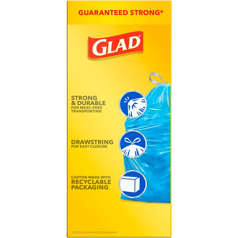 Glad 30 Gallon Recycling Bags, Large Drawstring Trash Bags, Blue,