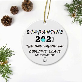 Quarantine Ornament 2021 The One Where We Couldn't Leave Muscadine City Alabama AL State - Long Distance Relationships Gifts Ornament Plastic 3" Flat