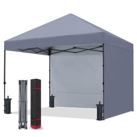 COOSHADE Pop Up Canopy Tent 10x10 with 2 Sidewalls, Outdoor Shade Instant Canopy Tents(Grey)
