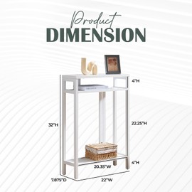 Kings Brand Furniture Narrow Console Sofa Table with Storage Shelves, Accent Side Table for Bedroom, Entryway, Hallway, Living Room, Foyer, White