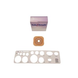 Safe n Simple 4 1/4" x 4 1/4" 2-Piece Ostomy Wafers with Tape Collar - Standard Wear Flat, 1 3/4" Flange, 7/8" Pre Cut, Beige - Ostomy Supplies - Ostomy Wafer - Ostomy Care Products - 10 Count