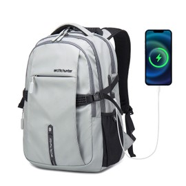 ARCTIC HUNTER AH Travel Carry On 15.6" Laptop Backpack for Men, Large 30L Anti-Theft & Waterproof Backpacks Flight Approved for Business, Commuting, Work, Weekend Casual Daypack, Grey, Silver