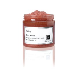 Wine Body Scrub Made in USA with Essential Oil and Vitamin C by Nabila K - Exfoliate and Moisturize for Smooth Skin - Luxury for Women & Men, 3 oz